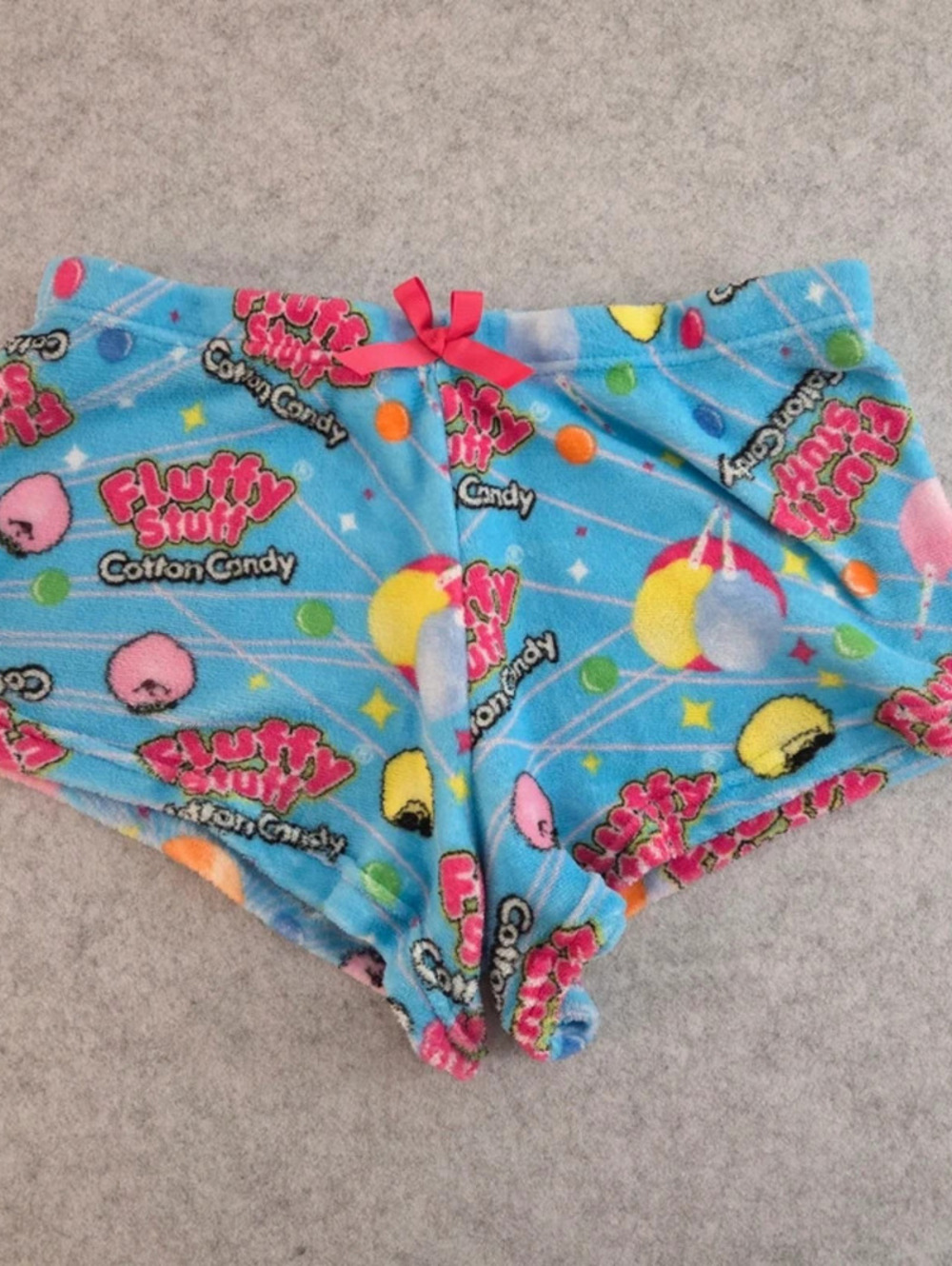 Women's Tootsie Roll Fluffy Stuff Cotton Candy Blue Fleece Pajama Shorts - XL